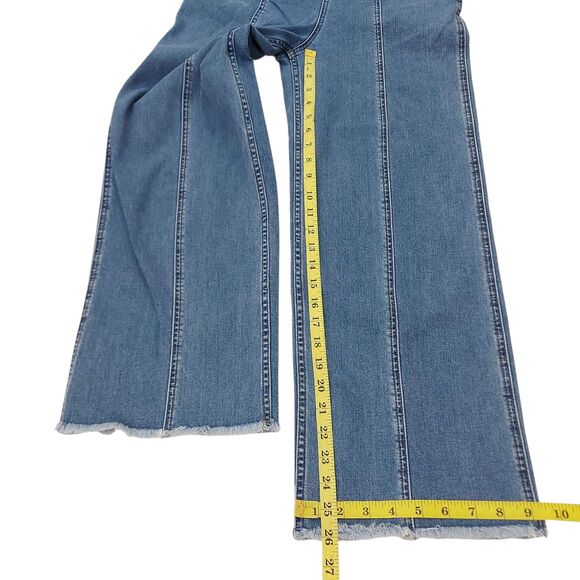 Billabong x Wrangler Sun Western Overalls Womens 26 Blue Raw Hem Stretch Denim - Picture 11 of 13